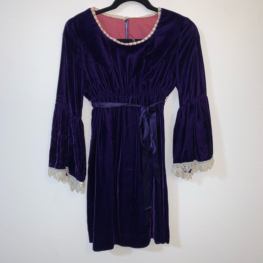60s vintage lana purple velvet dress - Picture 1 of 8